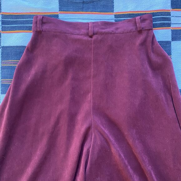Scully Burgundy Super Wide Leg High Rise Suede Fabric Poly Pants. Size Small. - Picture 8 of 14
